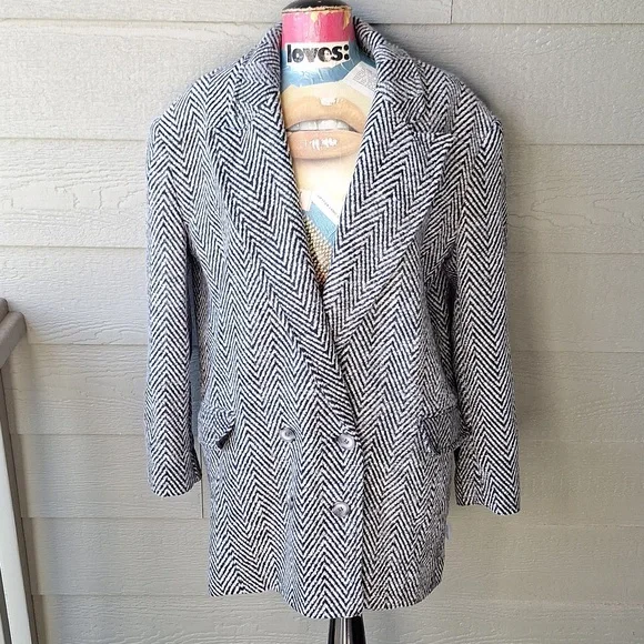 NWT Topshop herringbone textured blazer coat size 10 - Picture 5 of 14